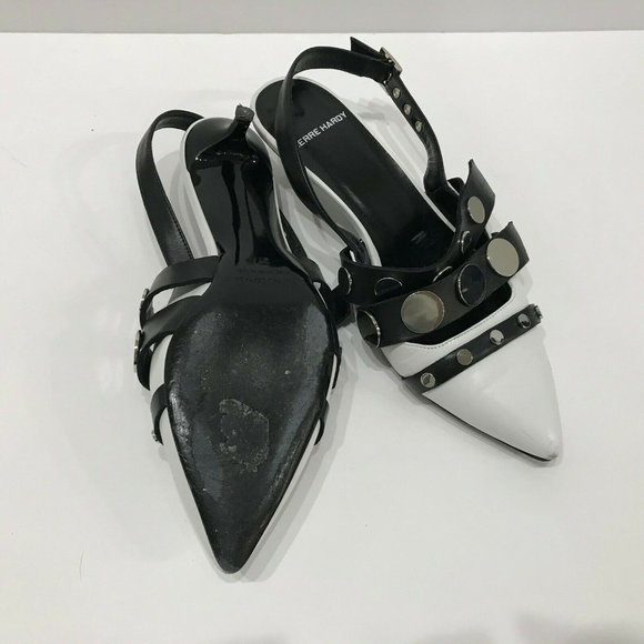 Pierre Hardy Black White Leather Slingback Kitten - Picture 6 of 8